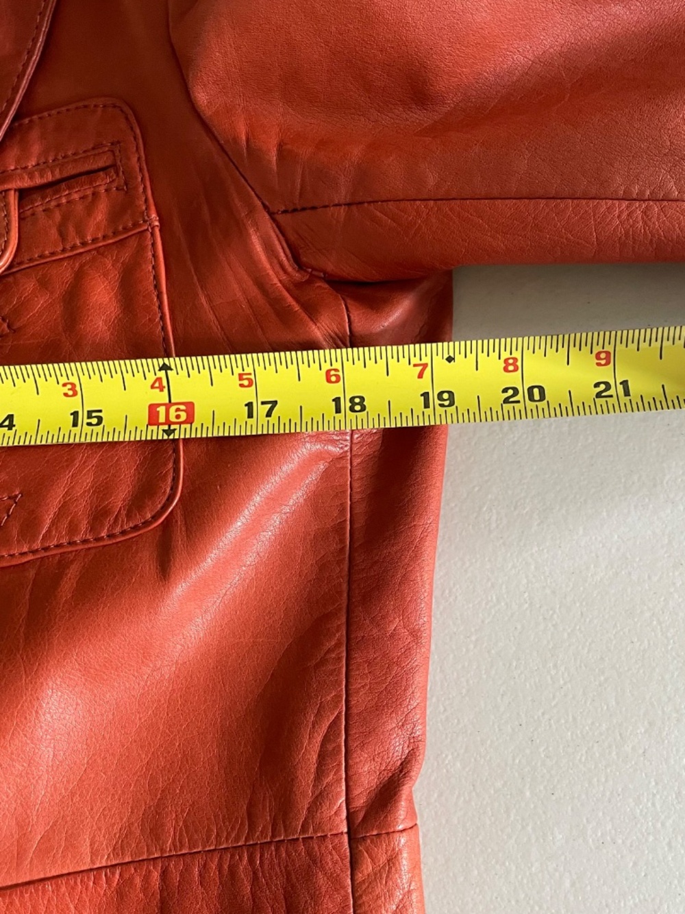 Vintage Saxony Burnt Orange Leather Blazer with Patch Pockets, Men's 36 - Picture 10 of 12